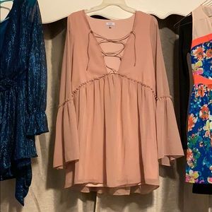 Pale pink Tobi long sleeve dress